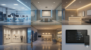 Zone & Scene Control
Zone-wise lighting control for departments
Preset scenes for meetings, work, and presentations
Custom lighting scenes as per office needs