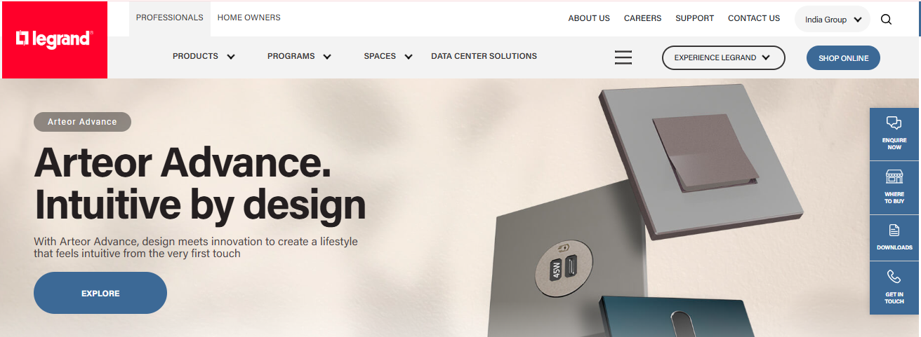 Legrand India Arteor - smart switches and lighting control