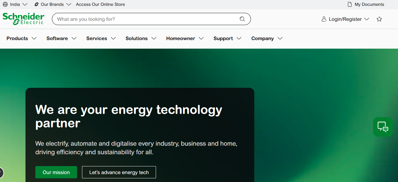Schneider Electric India website - energy technology partner for building automation
