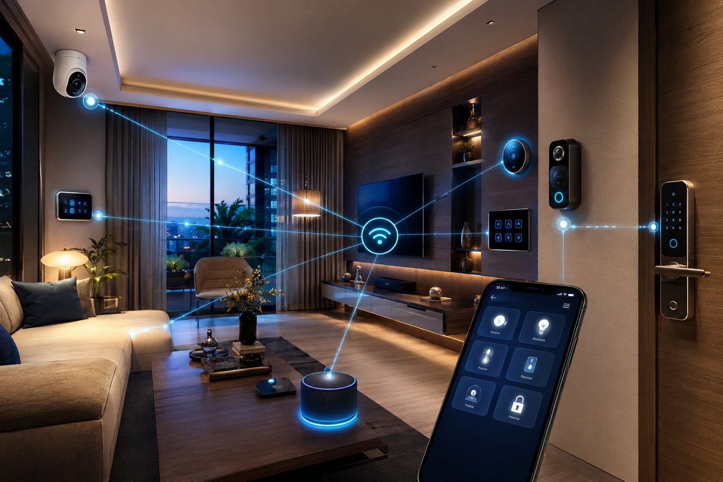 Complete smart home automation ecosystem with connected smart devices