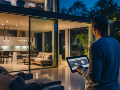 Home Automation 2 A man using Smart home automation feature in laptop